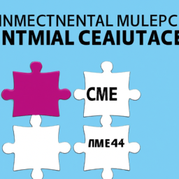 An image showcasing seven interconnected puzzle pieces, each representing a crucial topic for the CMI Exam