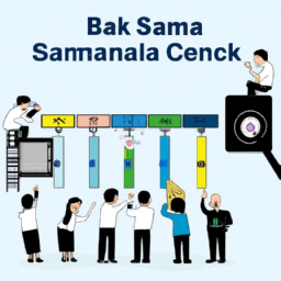 An image that portrays the essence of the Six Sigma Bank Exam, showcasing a diverse group of professionals engaged in problem-solving, data analysis, process improvement, and teamwork in a banking setting