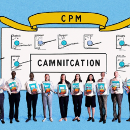 An image showcasing a diverse group of professionals confidently holding CAPM certificates, surrounded by project management symbols like Gantt charts, milestone markers, and organizational charts