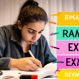 An image of a focused student surrounded by neatly organized textbooks, highlighters, and sticky notes, absorbed in studying, with a determined expression on their face, capturing the essence of effective ERP exam preparation