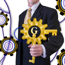 An image showcasing a confident professional holding a golden key, symbolizing the unlocking of career opportunities
